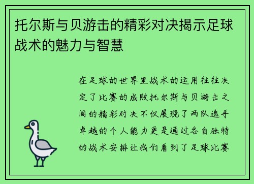 托尔斯与贝游击的精彩对决揭示足球战术的魅力与智慧